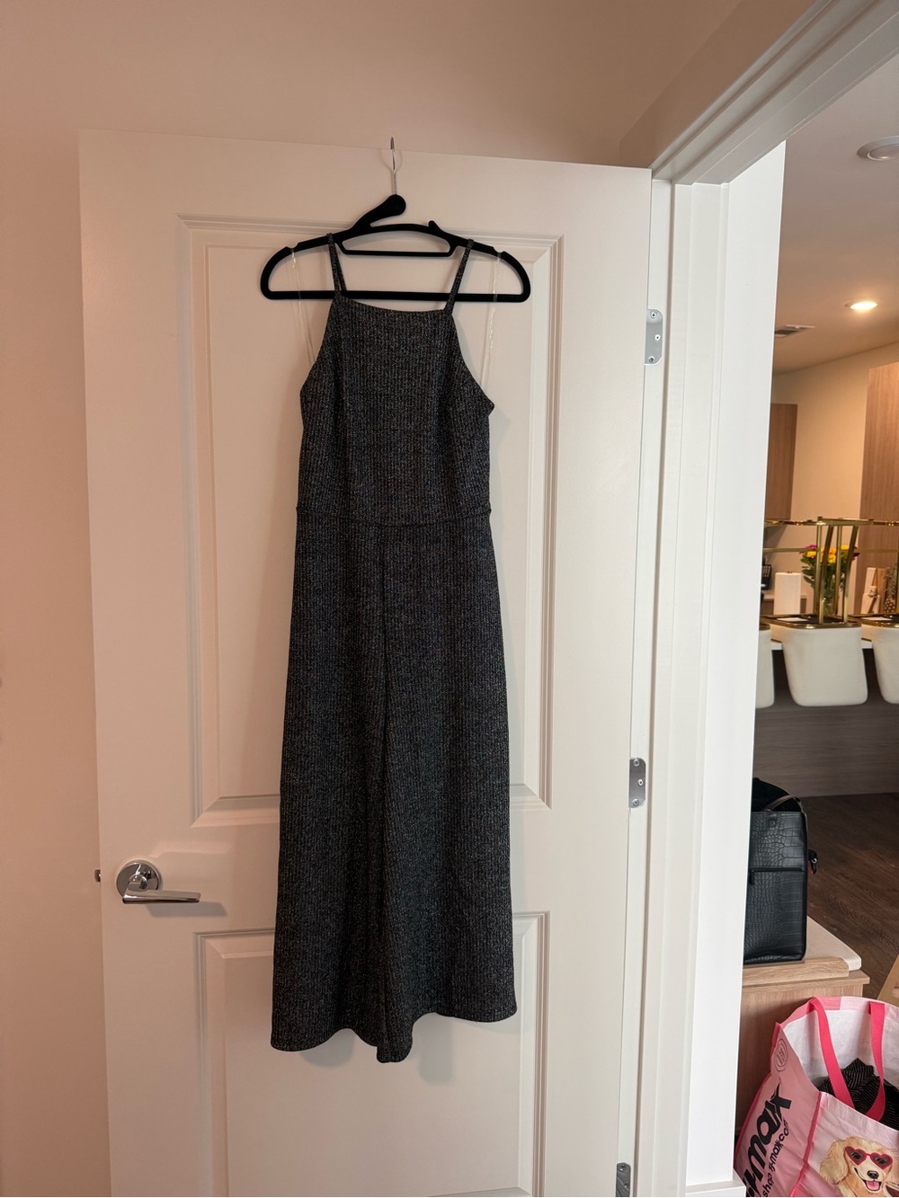 wild fable Black Textured Maxi Dress with Thin Straps